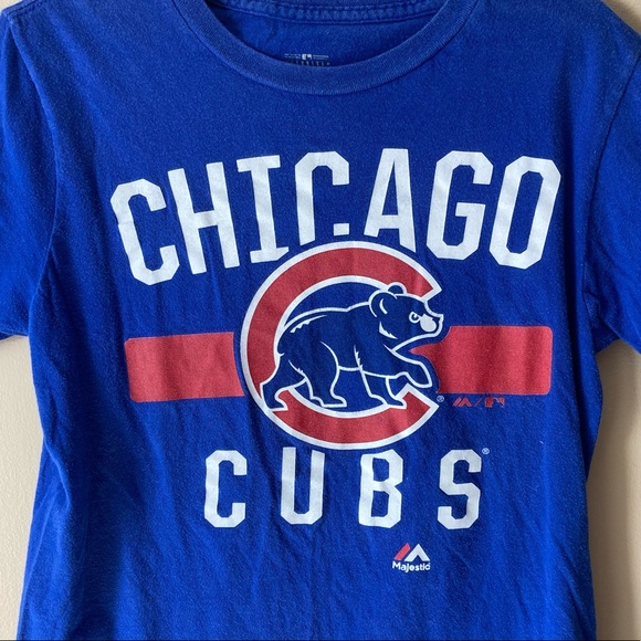 Chicago Cubs Tee Shirt Women’s Medium (10-12) Majestic MLB - Picture 2 of 5